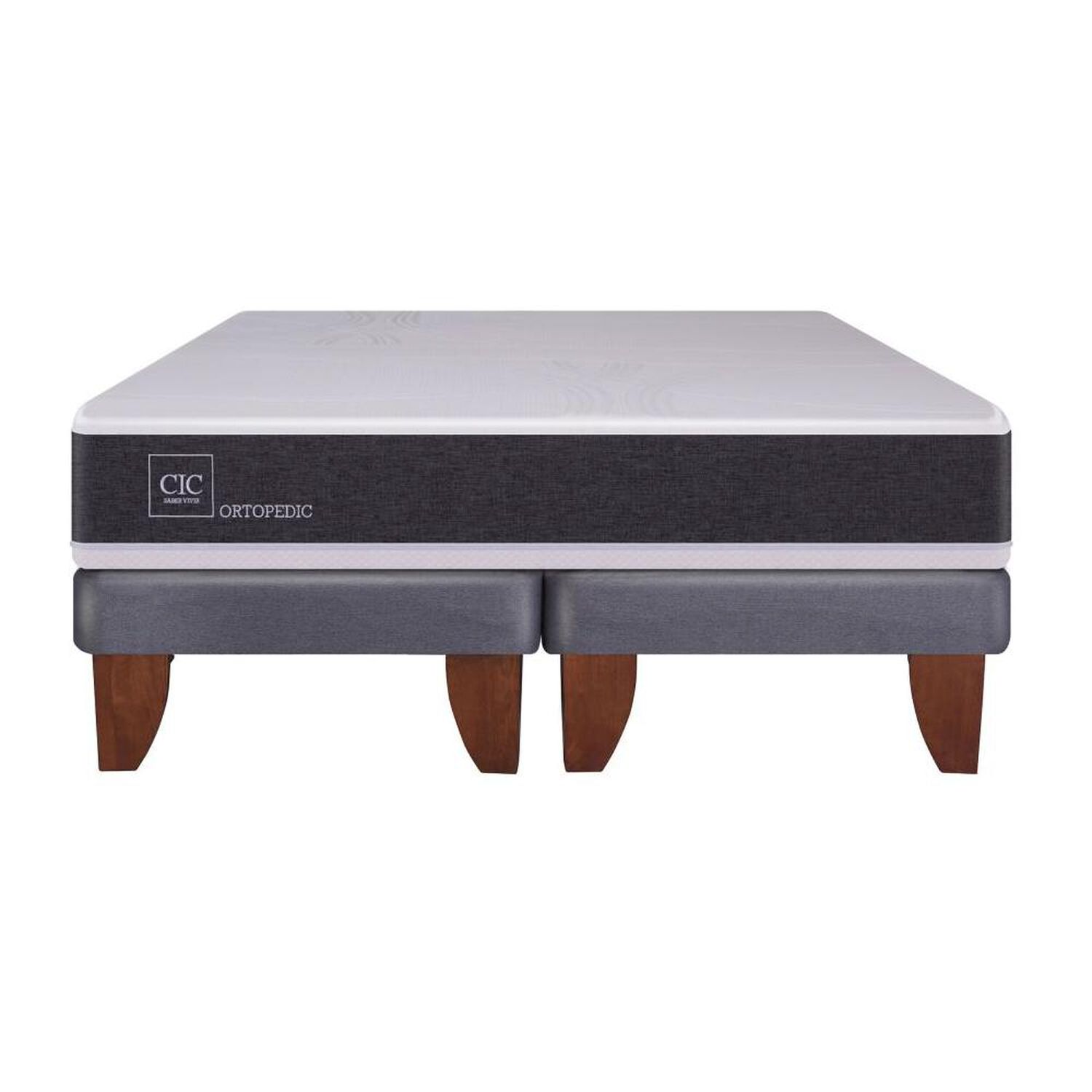 Cama Europea Cic New Ortopedic / 2 Plazas / Base Dividida + Set de Maderas Madrid image number 1.0