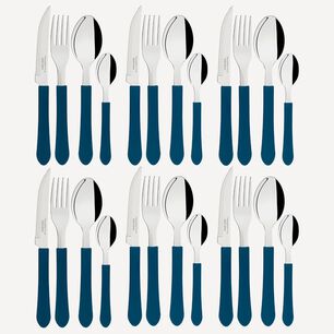 Set Cubiertos 24 Piezas Tramontina Leme Azul Profesional