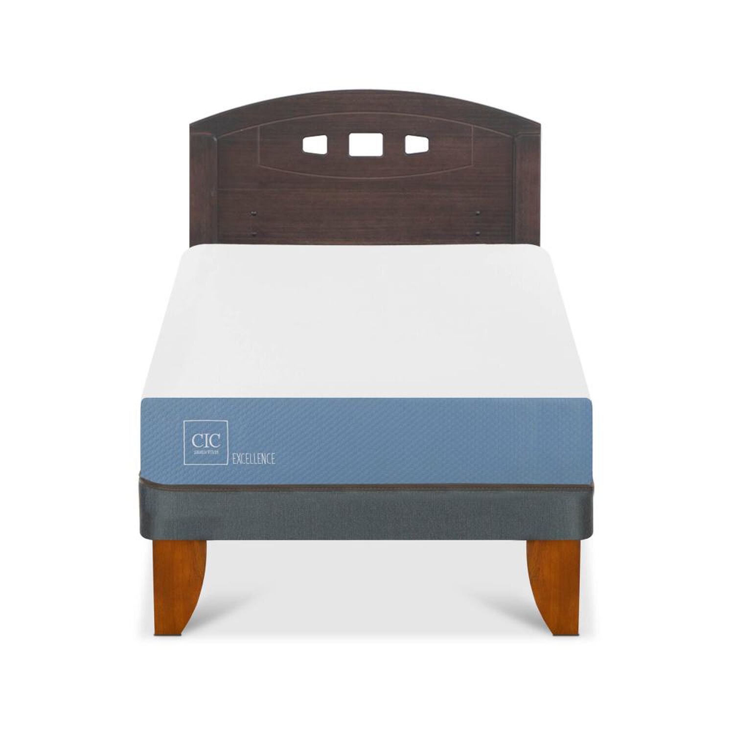 Cama Europea Cic Excellence / 1.5 Plazas / Base Normal + Respaldo image number 0.0