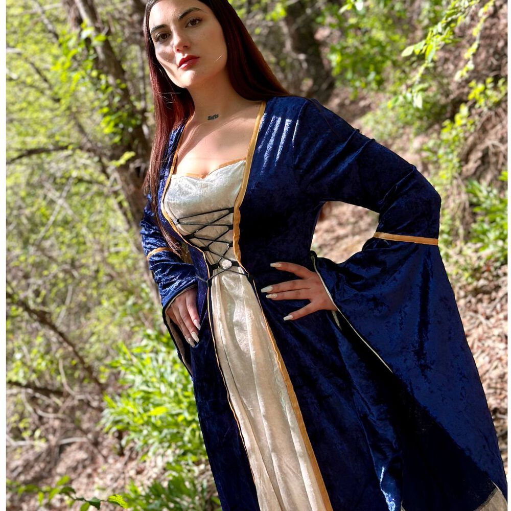 Disfraz Medieval Renacentista Para Mujer Vestido Largo Con Cordones G&oacute;tico image number 7.0