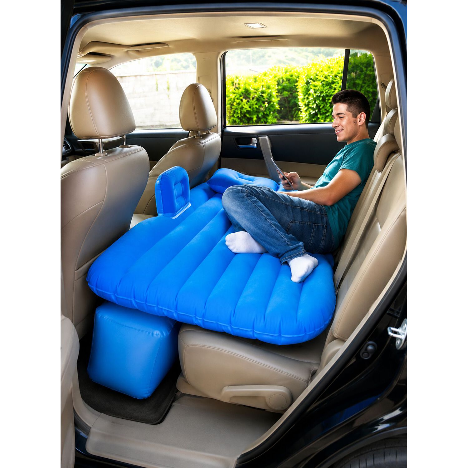 Colch&oacute;n Para Auto Inflable + Compresor 12v Y 2 Almohadas image number 2.0