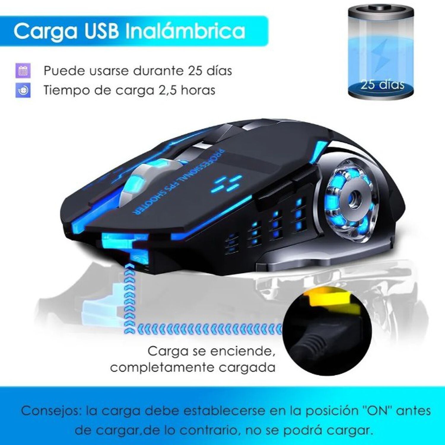 Mouse Gamer Inal&aacute;mbrico Silencioso image number 1.0