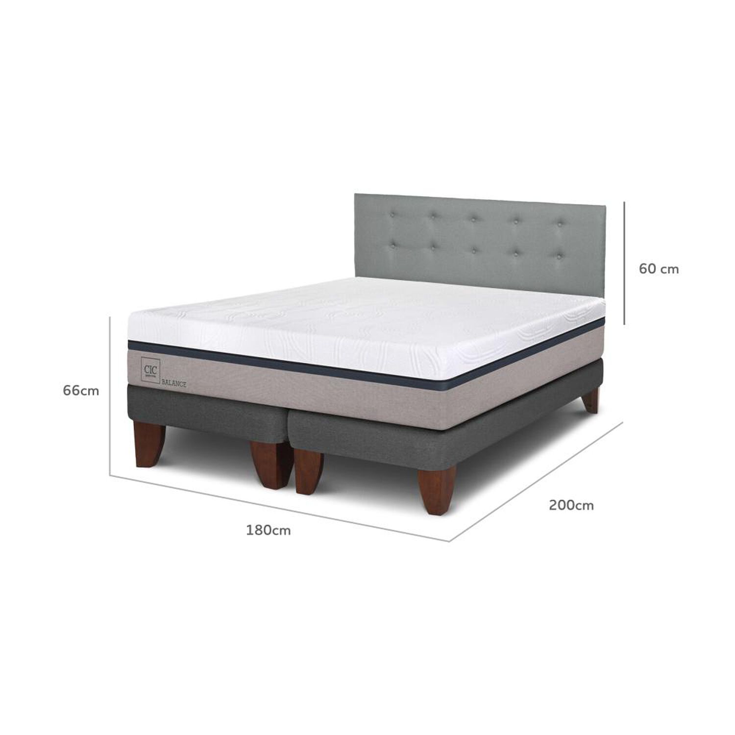 Cama Europea Cic Balance / King / Base Dividida + Respaldo image number 3.0