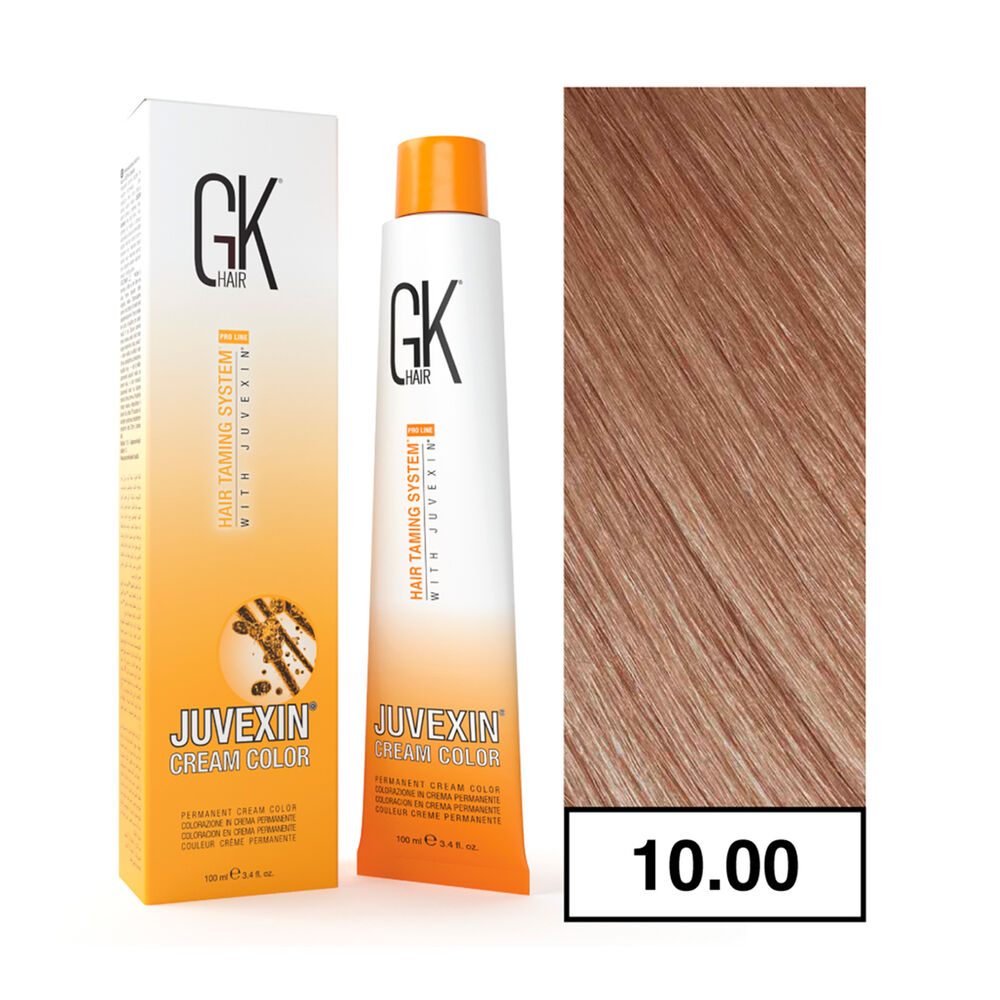 Gkhair - Tintura Cream Color Permanente Vegana 100ml + Oxidante - 10.00 Rubio Platino Claro Super Intenso image number 0.0