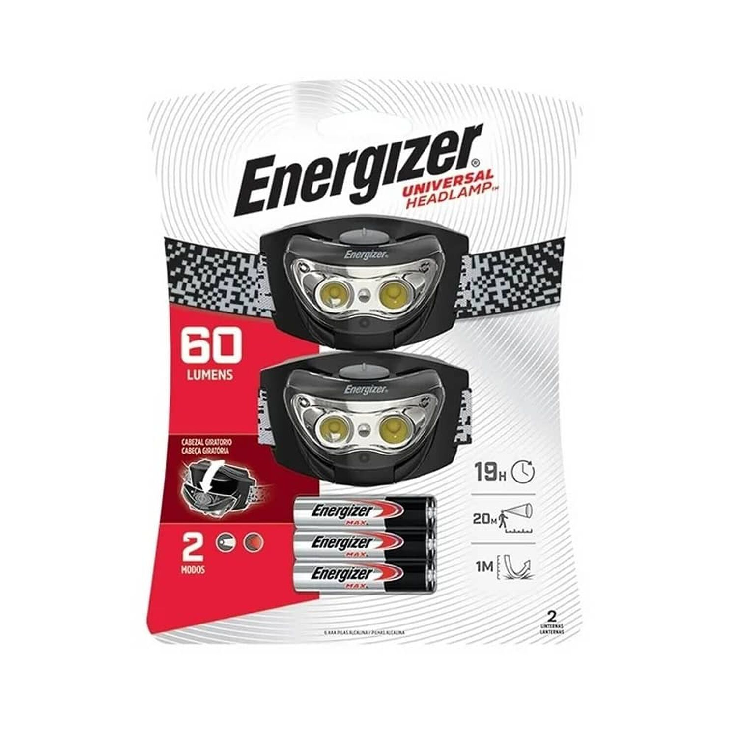 Linterna Frontal Energizer 2 Pack Doble Faro 60 Lumenes Enhd32e2w image number 1.0