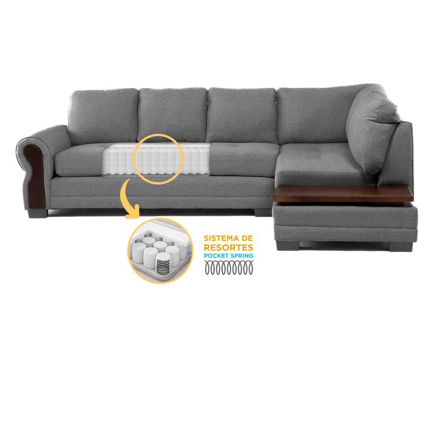 Sof&aacute; Seccional Living Factory Michigan Derecho / 5 Cuerpos image number 3.0