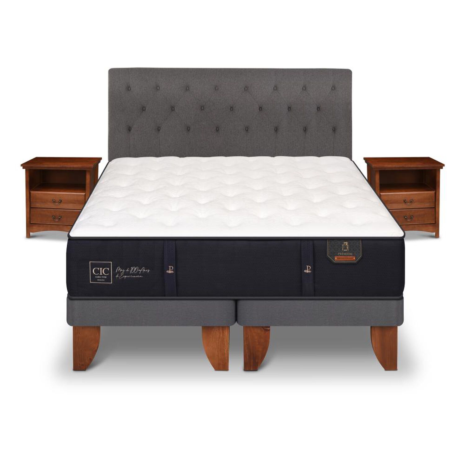 Cama Europea Cic Premium / King / Base Dividida + Set De Maderas image number 0.0