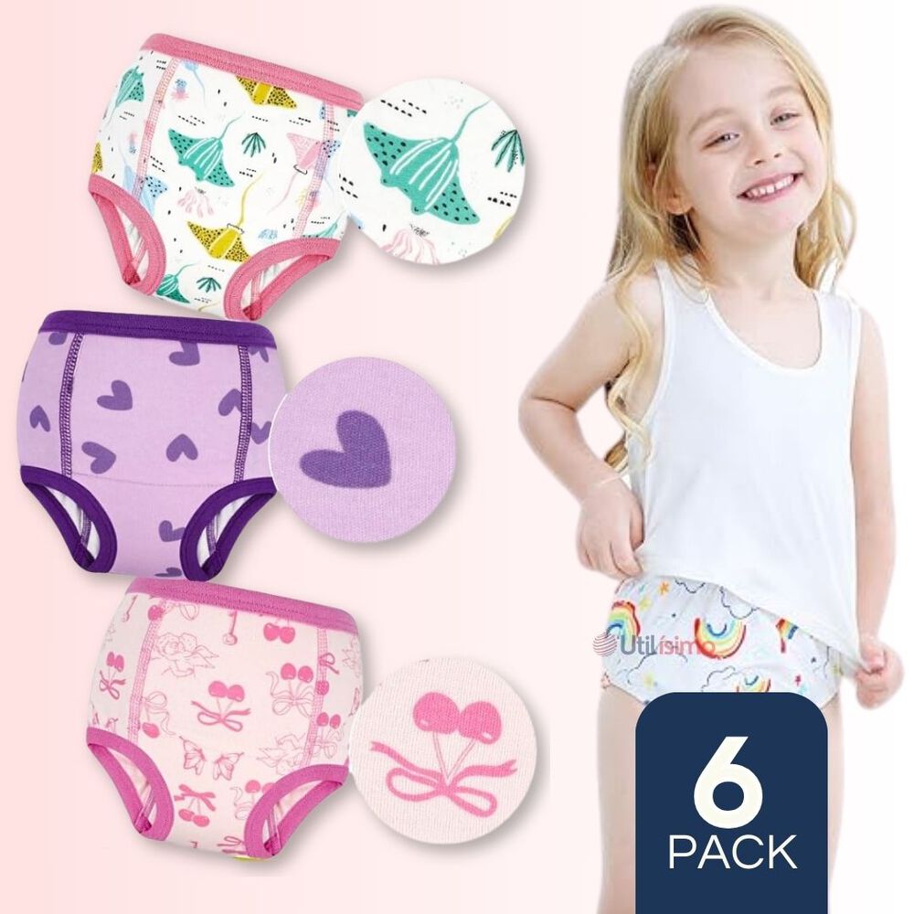 Pack 6 Calzón Pantys Niña Entrenamiento Algodón Absorbente Transpirable Cintura Elástica image number 0.0