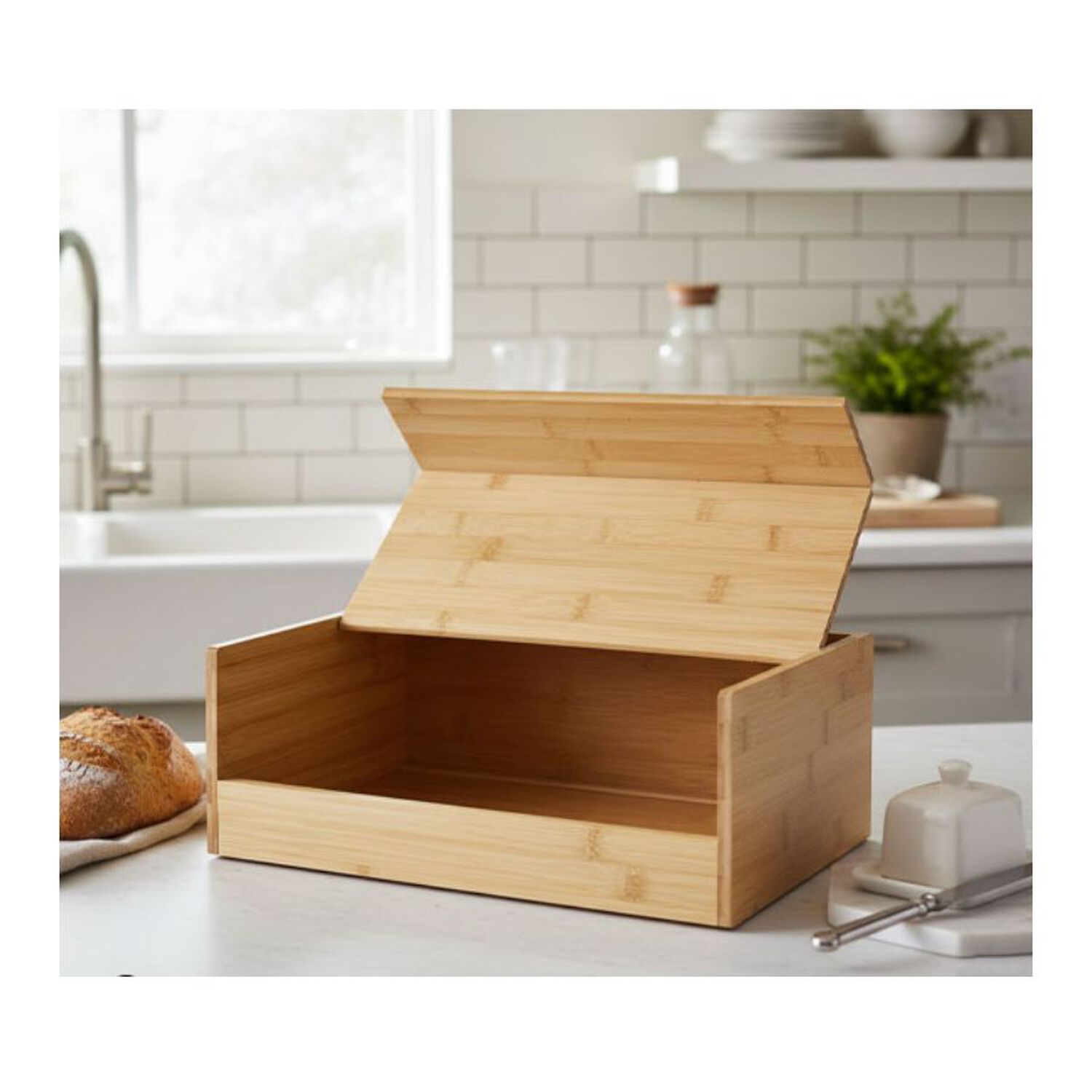 Panera De Bamb&uacute; Con Tapa Caja Organizadora De Pan 40x23cm image number 1.0