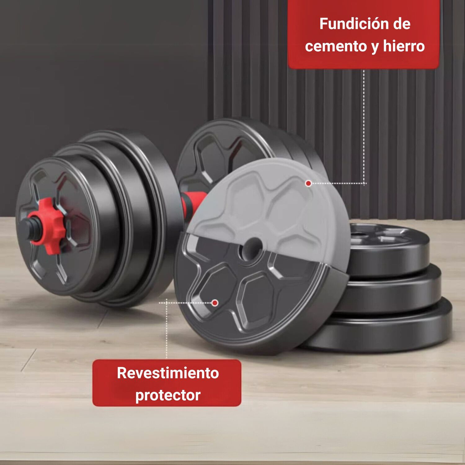 Mancuernas 40 Kg Barra Ajustables 3 En 1 image number 3.0