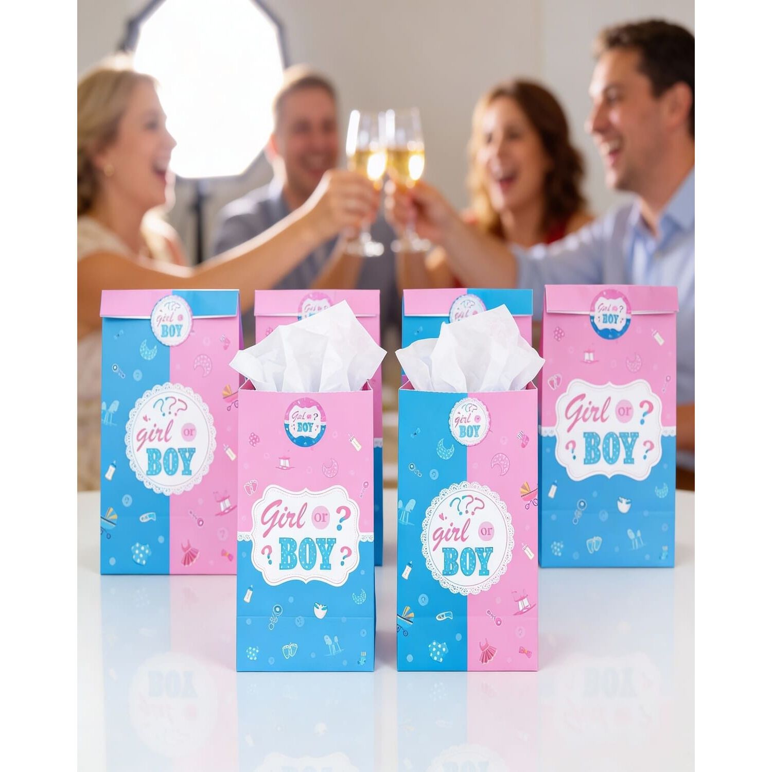 12 Bolsa De Revelacion De Genero Baby Shower Cotillon image number 5.0