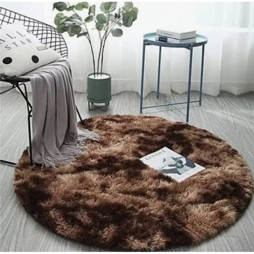 Alfombra Redonda Peluda Caf&eacute; image number 1.0