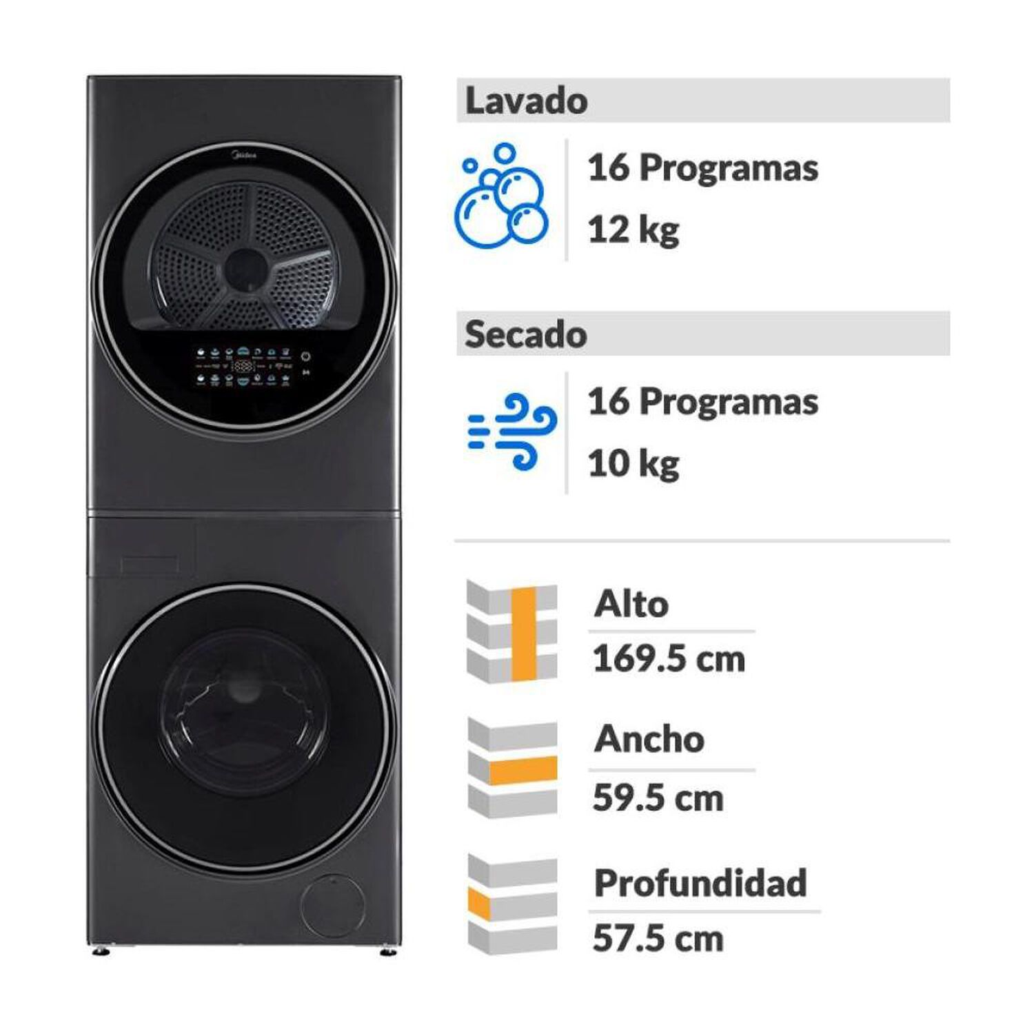 Lavadora Secadora Midea MTF-120WBT / 12 Kg / 10 Kg image number 1.0