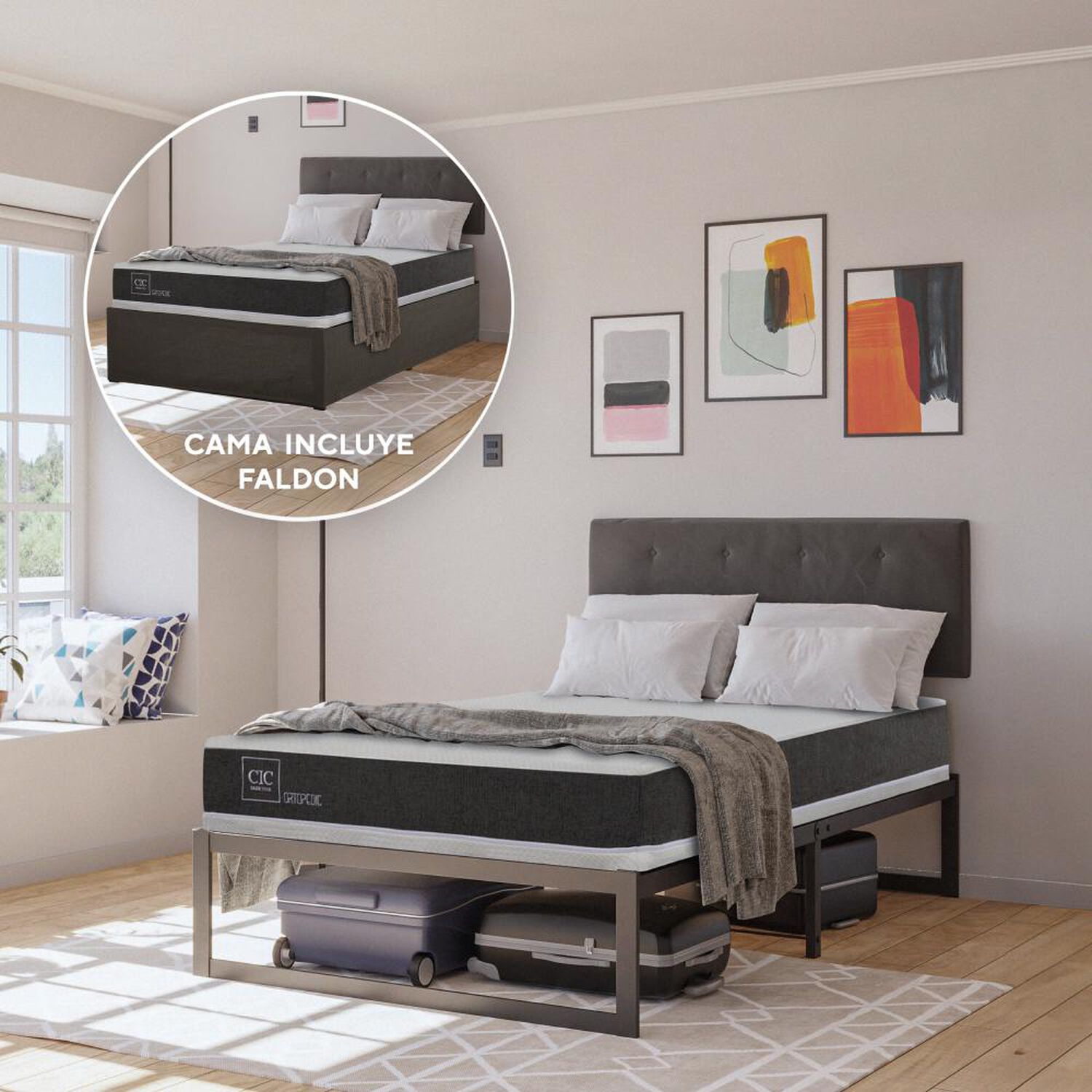 Cama Met&aacute;lica Cic Iron Smart Ortopedic / 1.5 Plazas / Base Normal image number 9.0