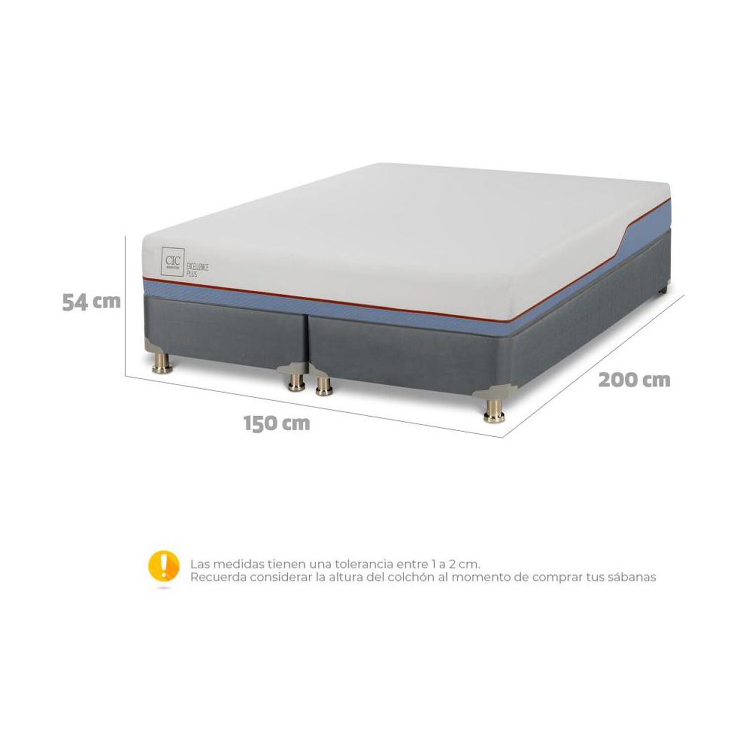 Cama Americana Cic Excellence Plus / 2 Plazas / Base Dividida + Almohadas image number 2.0