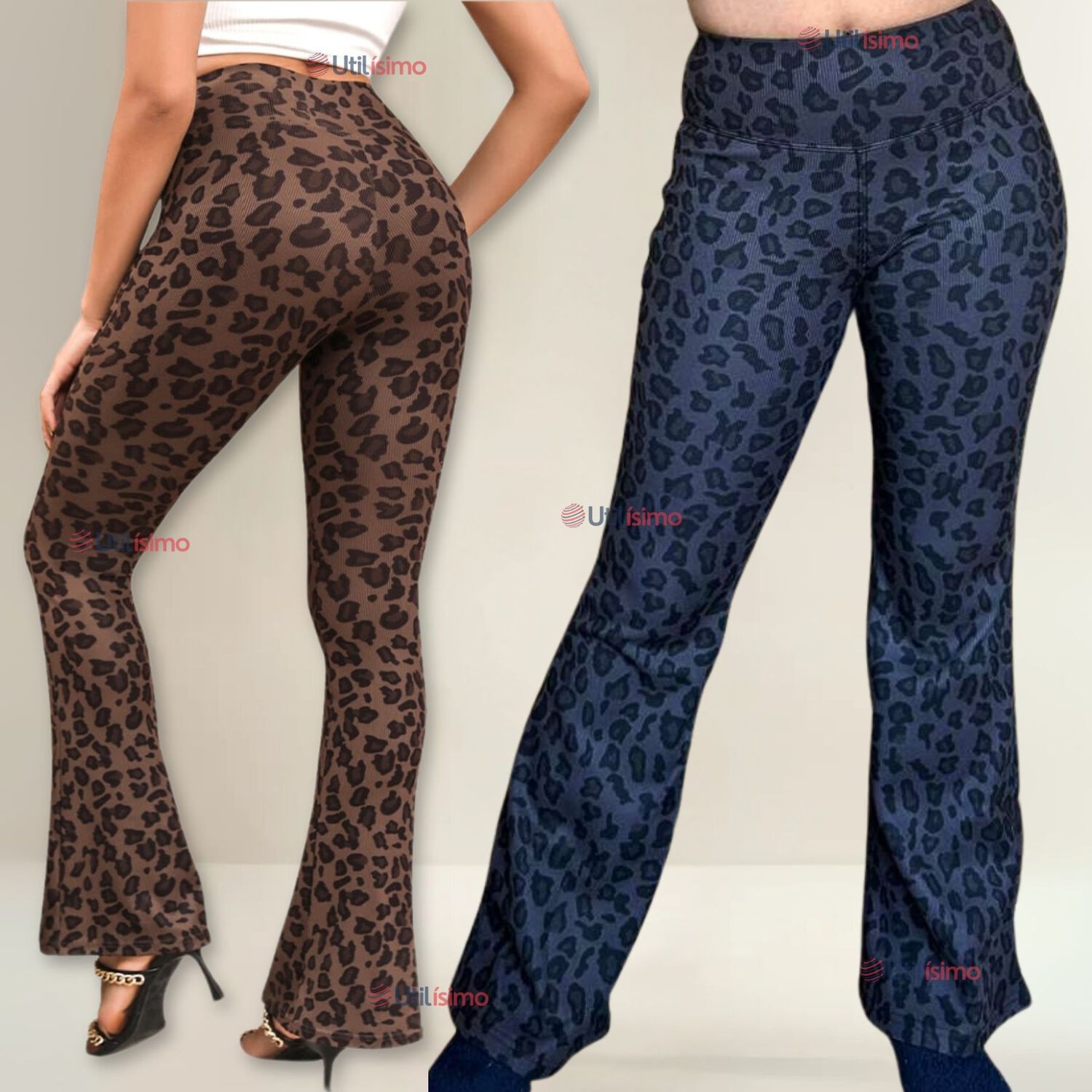 Calza Palazzo Con Dise&ntilde;o Leopardo Polar Tiro Alto Mujer Leggings image number 0.0