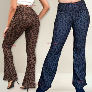 Calza Palazzo Con Dise&ntilde;o Leopardo Polar Tiro Alto Mujer Leggings