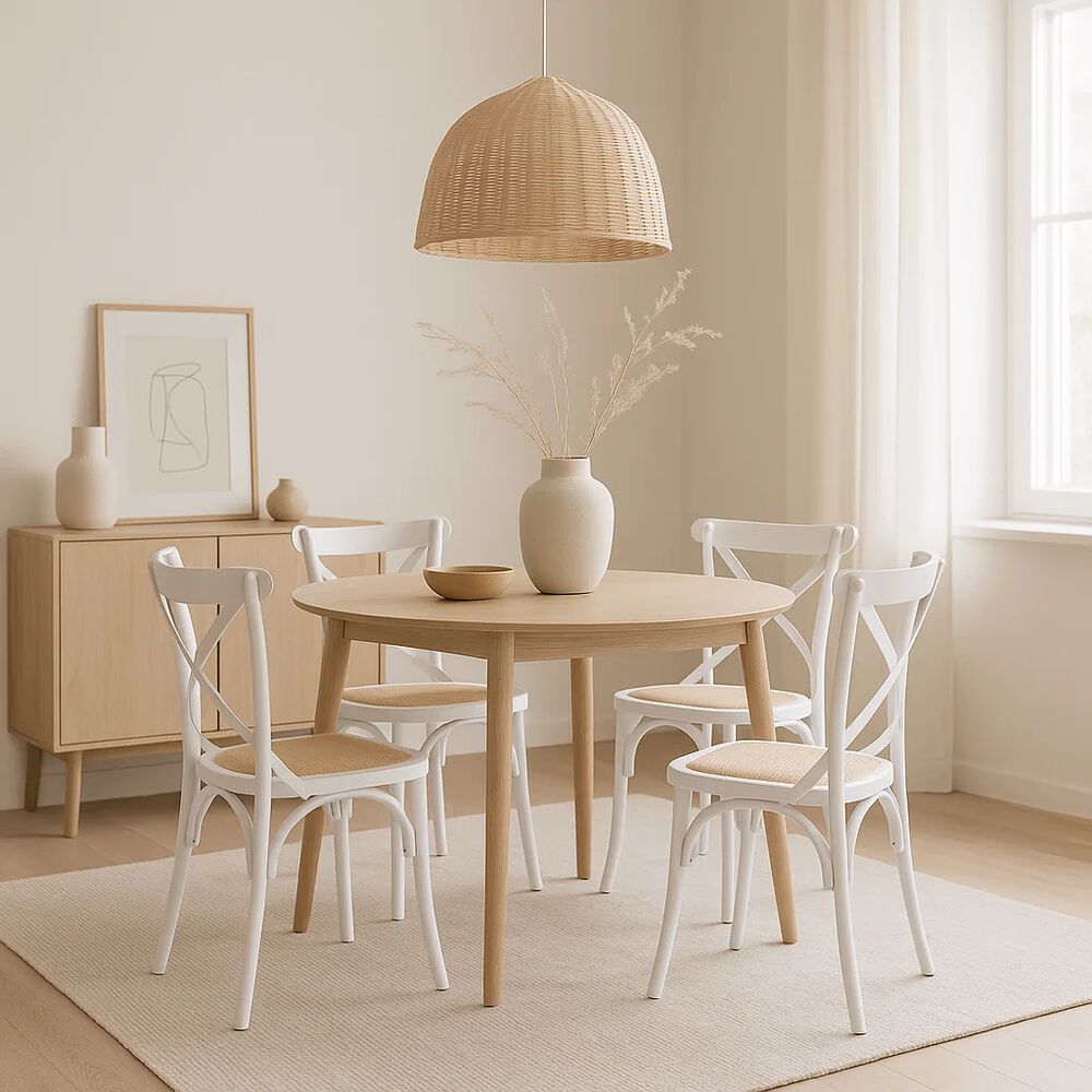 Silla Crossback Madera Rattan - Blanca image number 2.0
