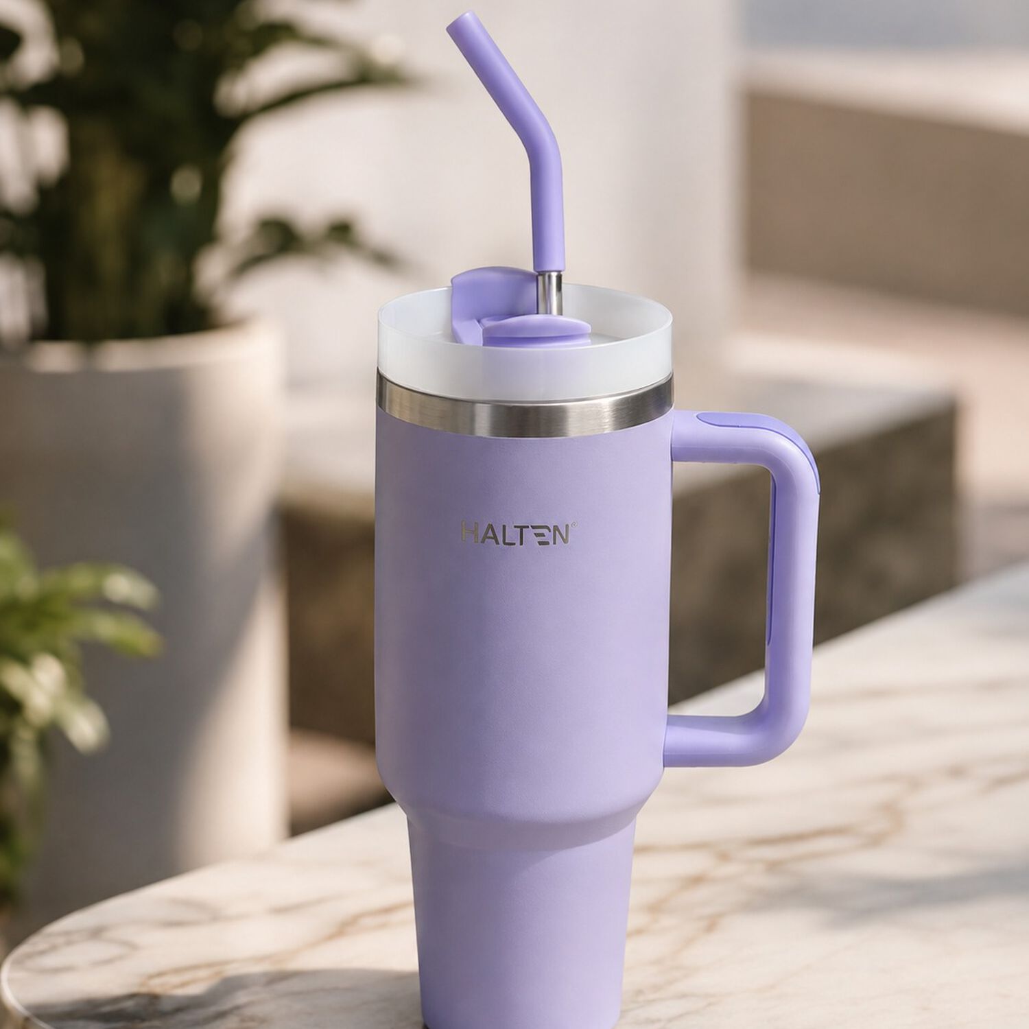 Termo Big Mug 1.2 Litros Acero Inoxidable Con Sorbete Marca Halten Color Morado image number 6.0