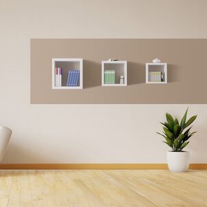 Repisa De 3 Cubos Decorativos 28-24-20cm Blancos - Brasforma