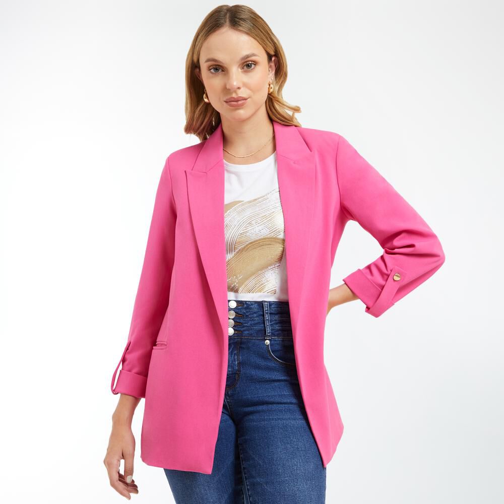 Blazer Color Oversize Cruzado Cuello Solapa Mujer Kimera image number 0.0