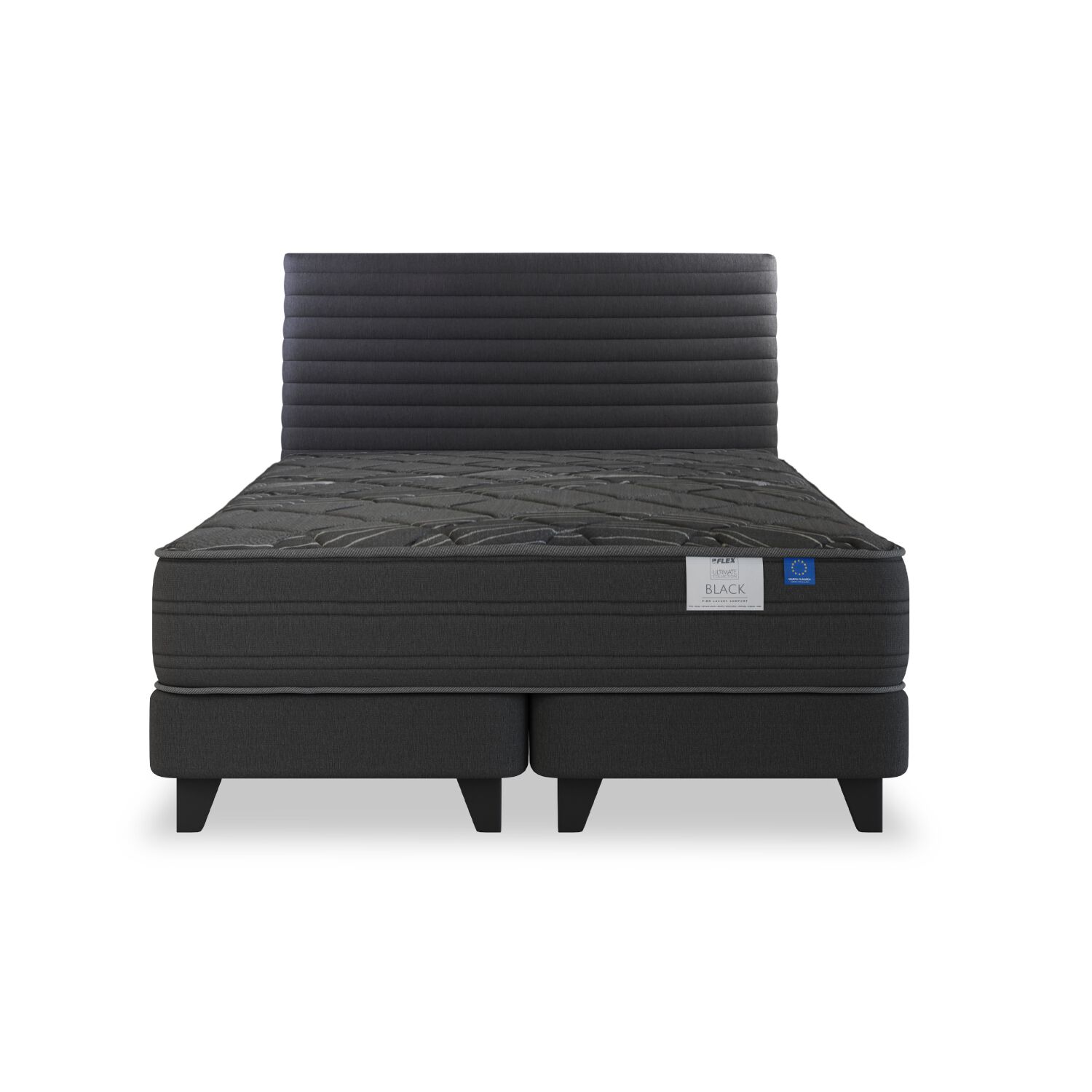 Cama Europea Flex Black / 2 Plazas / Base Dividida + Respaldo Modern image number 1.0