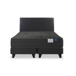 Cama Europea Flex Black / 2 Plazas / Base Dividida + Respaldo Modern
