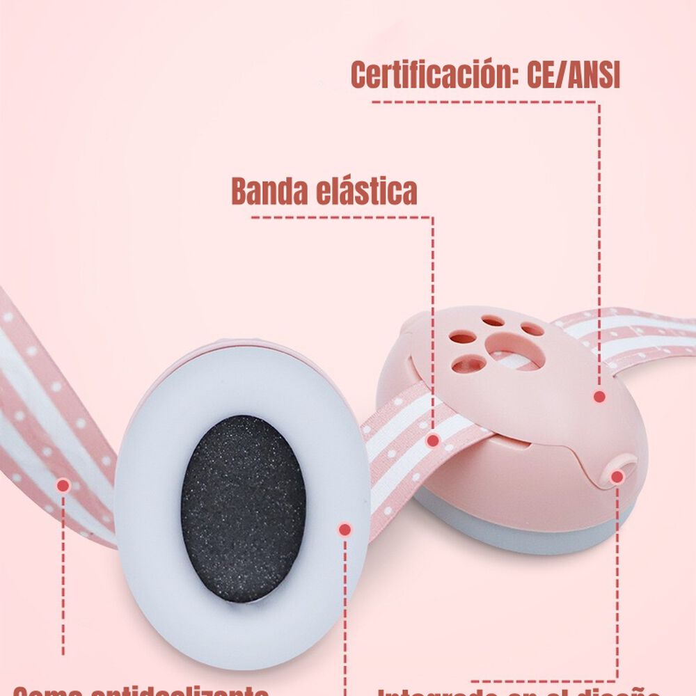 Orejeras Antiruido Auriculares Protectores Bebés Rosado image number 2.0