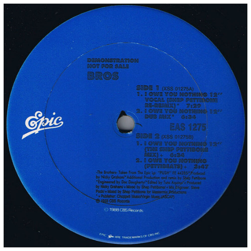 Bros - I Owe You Nothing | 12" Maxi Single Usado image number 3.0