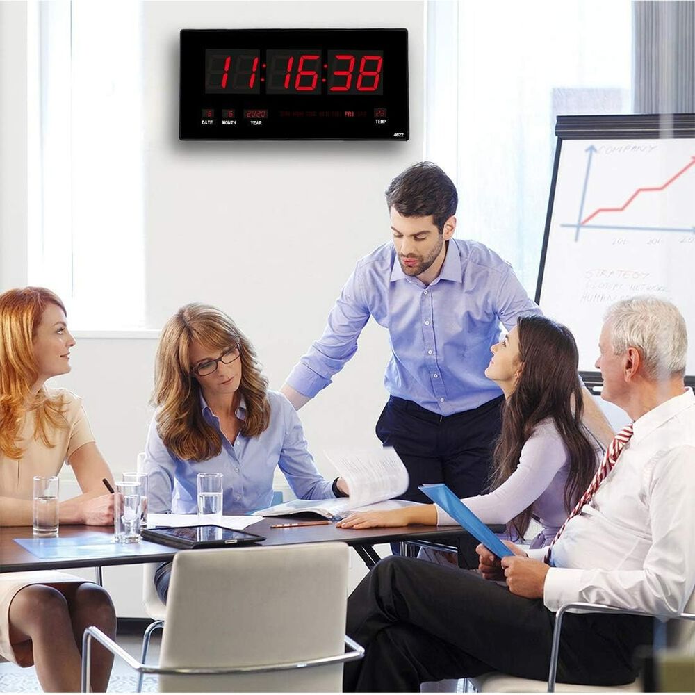 Reloj Digital Pared Led Grande Hora Fecha Temperatura Negro image number 4.0