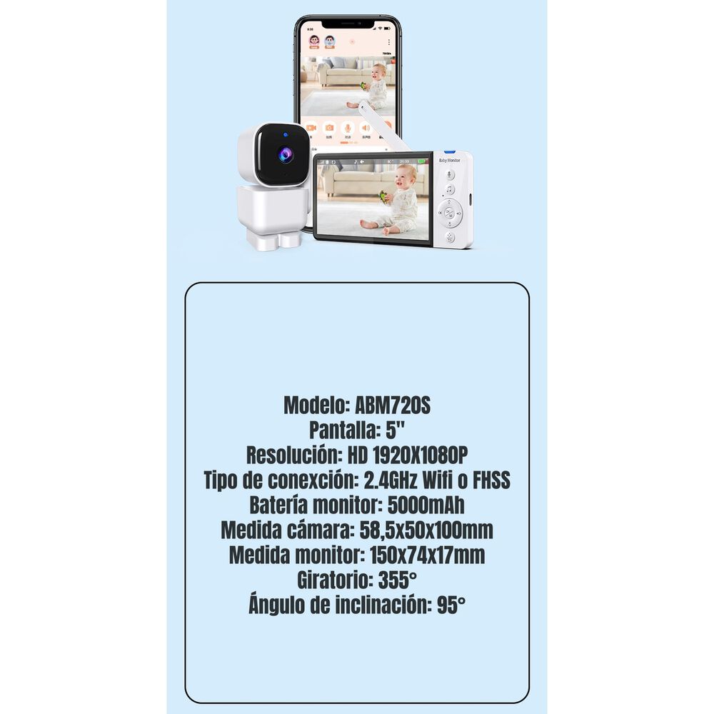 C&aacute;mara Monitor Con App 5&Prime; 1920x1080p Abm720s image number 6.0