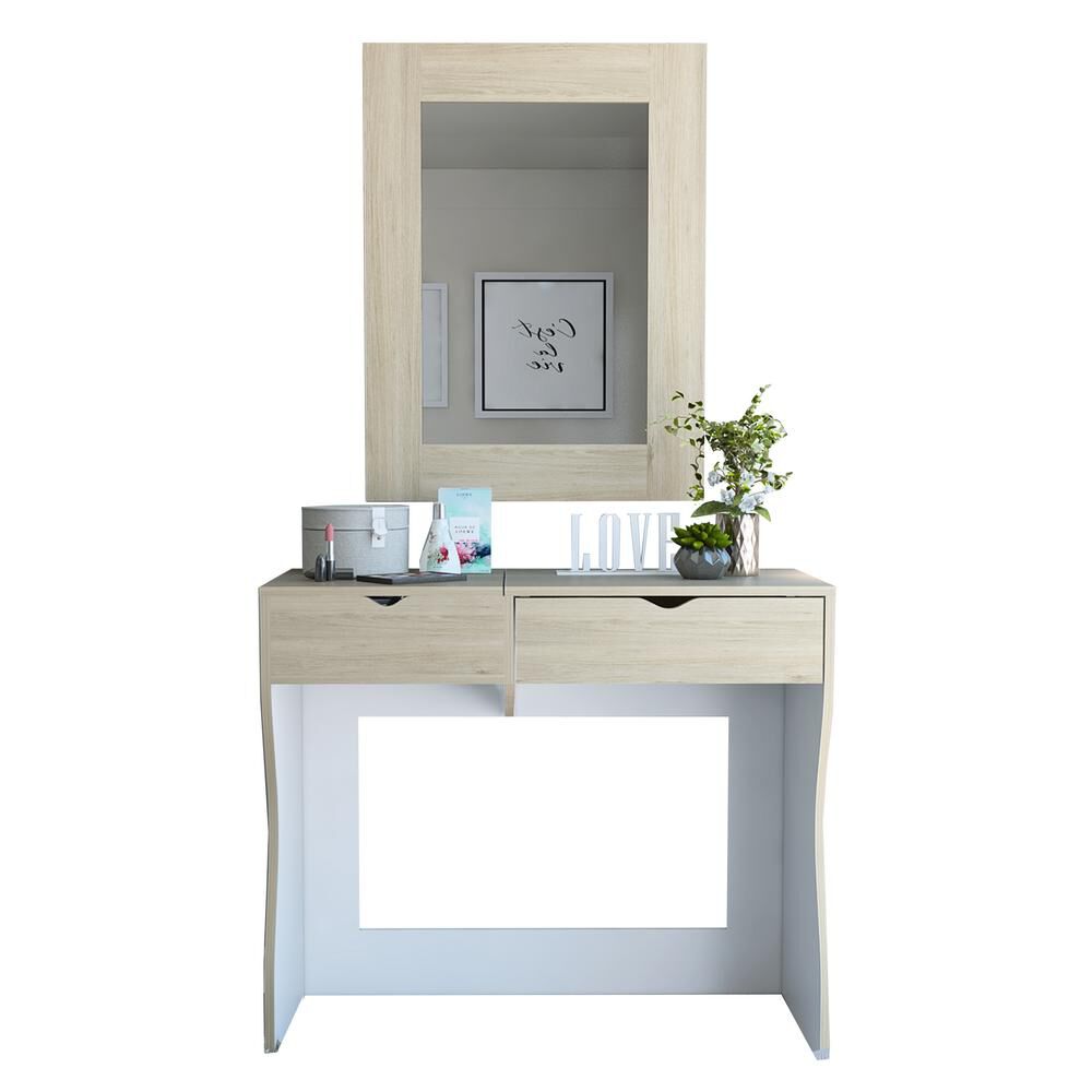 Mueble De Tocador + Espejo - Rovere / Blanco image number 1.0