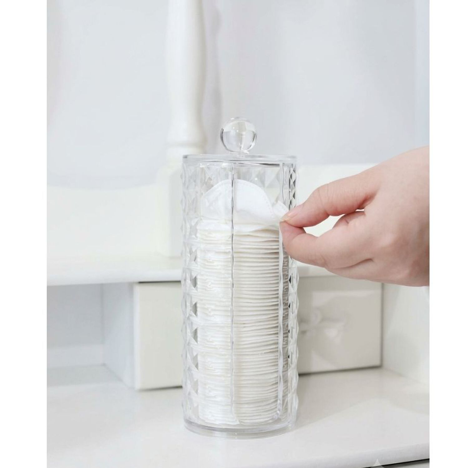 Organizador Cosm&eacute;tico Transparente Porta Discos Algod&oacute;n Con Tapa image number 3.0