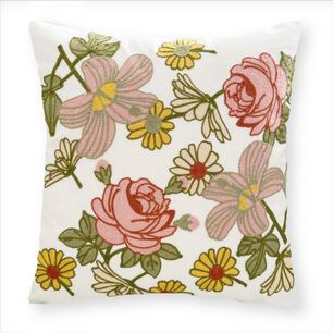Funda Cojin Bordada 45x45 Cm Rosa Y Lilium