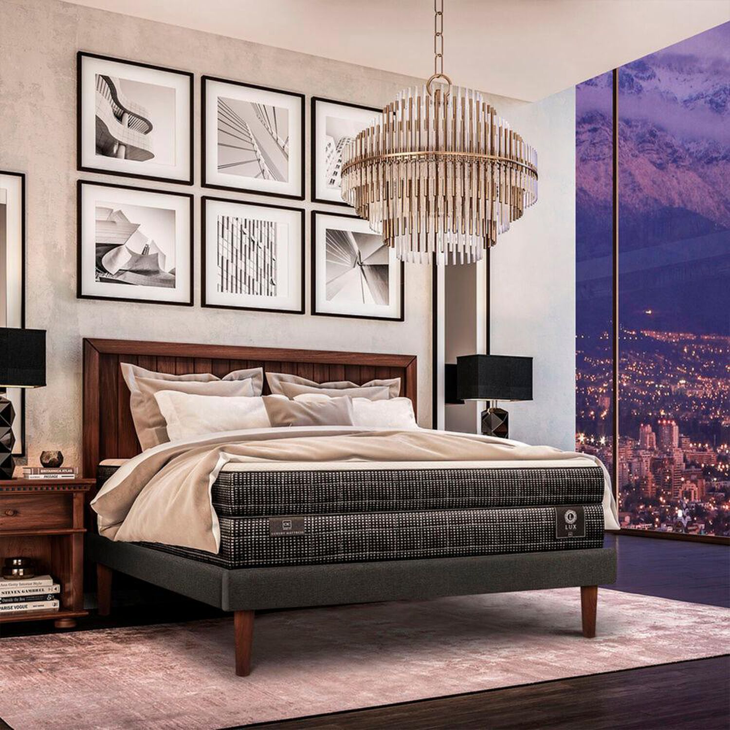 Cama Europea Cic Lux / 2 Plazas / Base Dividida + Respaldo image number 8.0