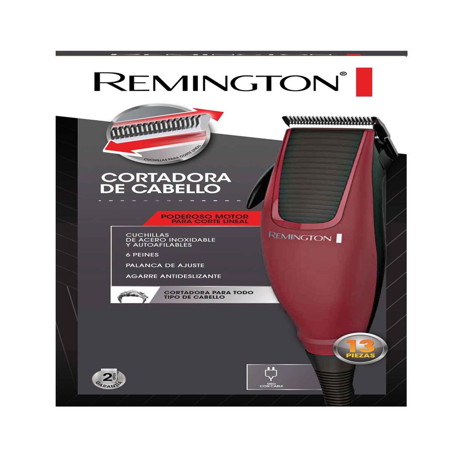 Corta Pelo Remington Rojo Hc1095 image number 3.0