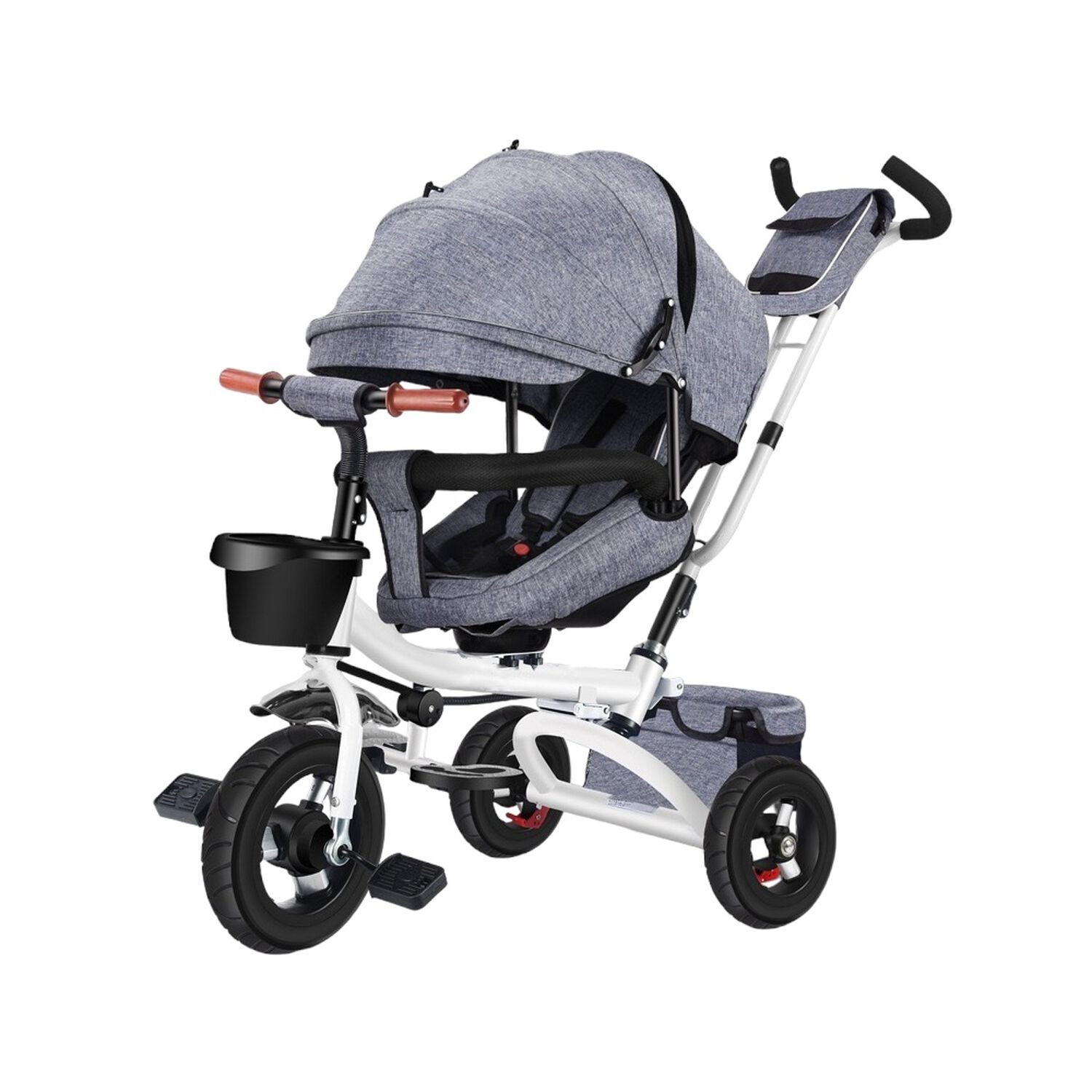 Triciclo Reversible Y Plegable Con Accesorios Gris Lubabycas image number 8.0