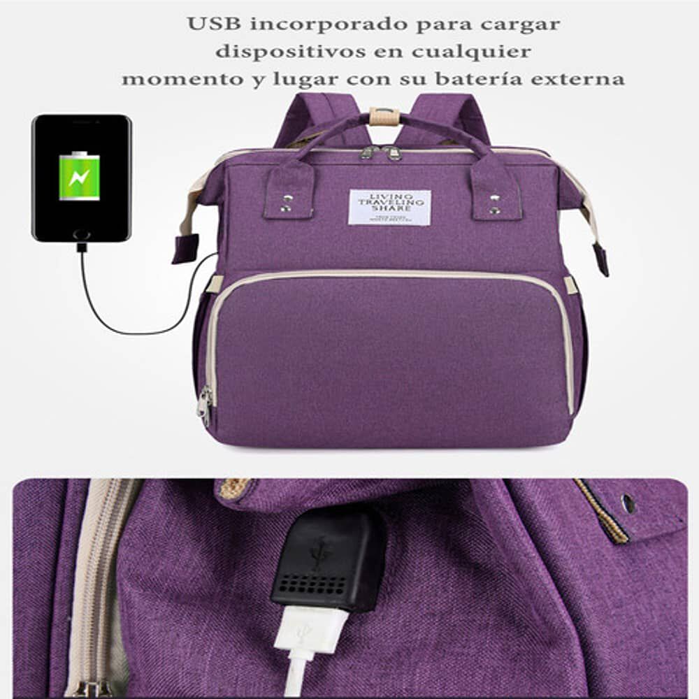 Mochila Maternal 3 En 1 Con Cunita Lubabycas Morada image number 3.0