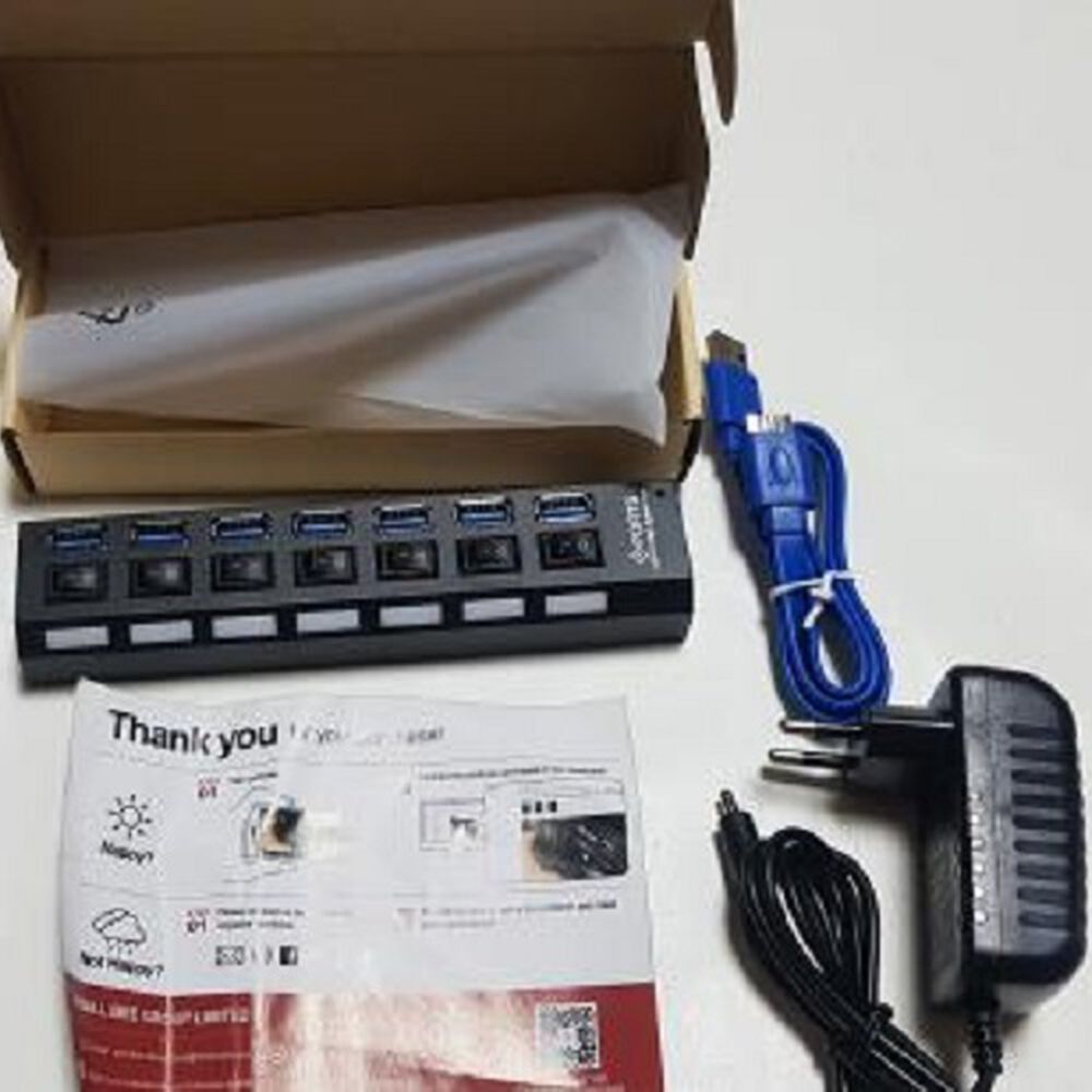 Multipuerto Hub 7 Usb Extension 7 Puertos Extensor Botones De Encendido Notebook O Pc Usb Switch Extensor Con Cable Y Power Adapter image number 5.0