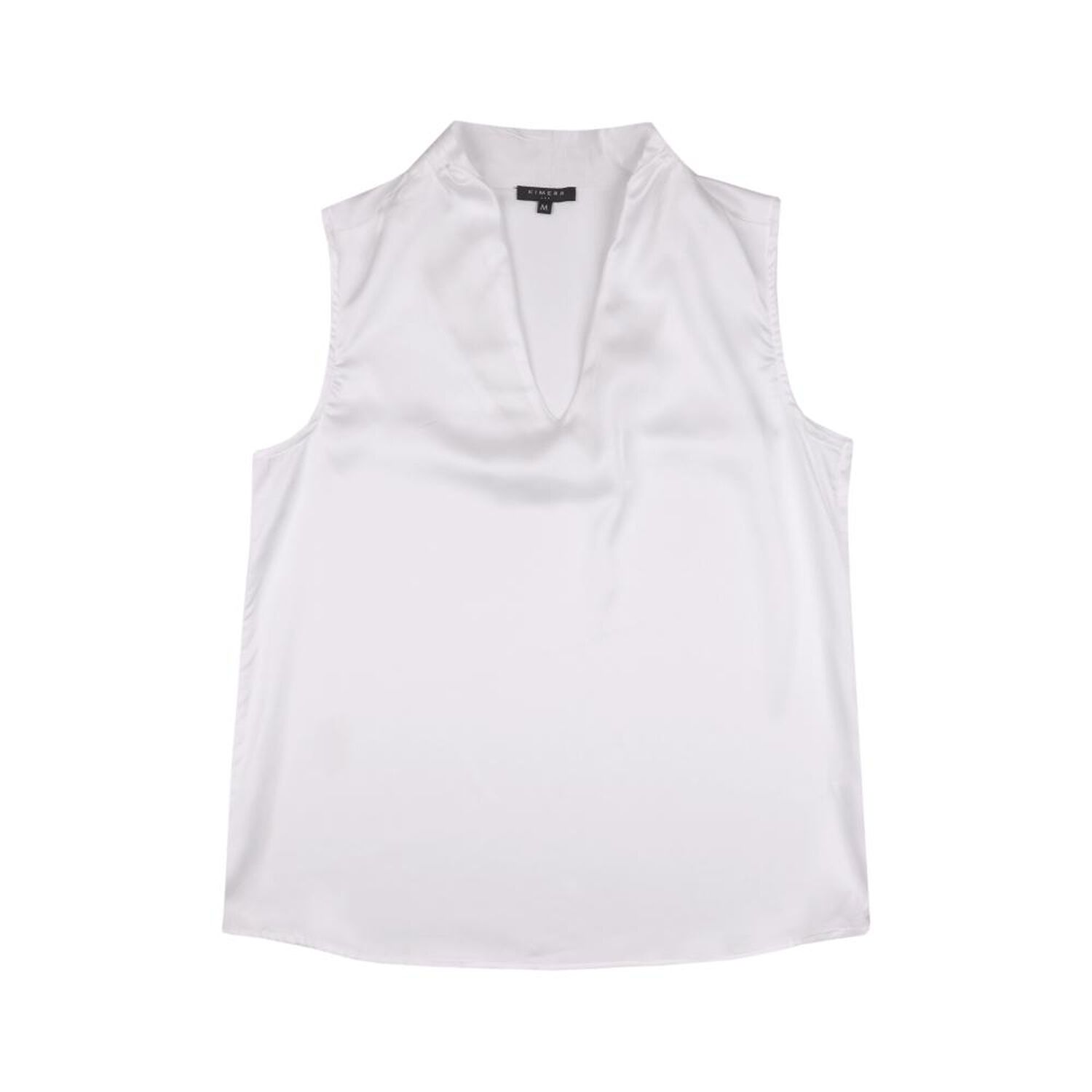 Blusa Satinada Sin Mangas Cuello Camisero Mujer Kimera image number 0.0