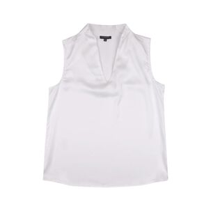 Blusa Satinada Sin Mangas Cuello Camisero Mujer Kimera