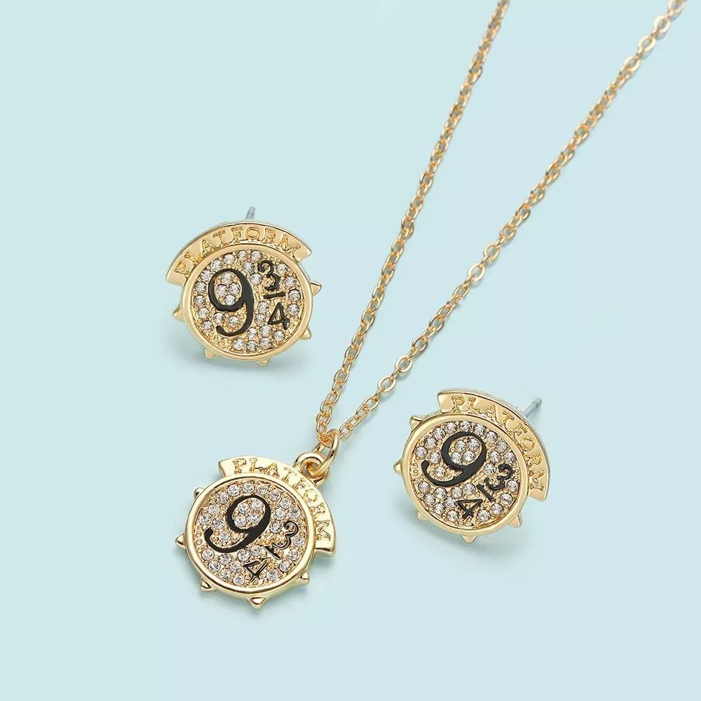 Set Collar + Aros Plataforma 9 3/4 Gold Harry Potter image number 0.0