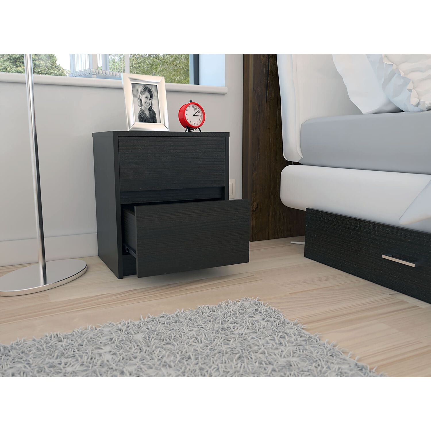 Velador 2 Cajones Fm-024n - Negro image number 1.0