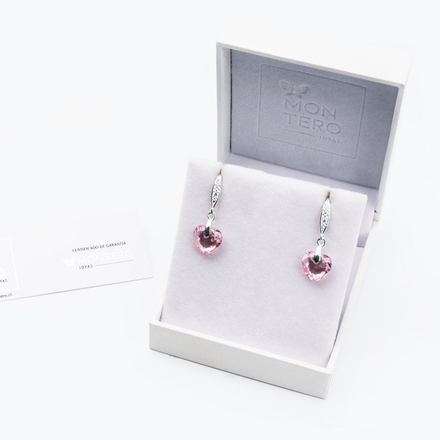 Aros Amor Plata Italiana 925 Y Cristal Genuino Rose Shimmer image number 2.0