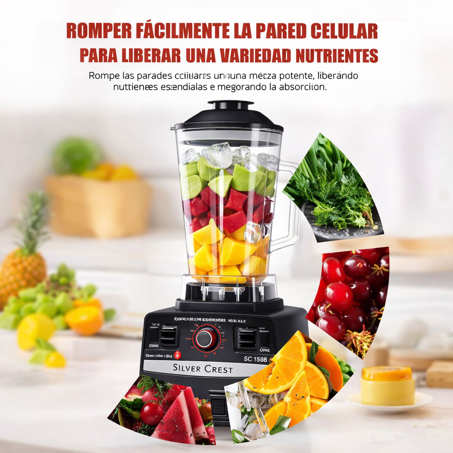 Licuadora Profesional Con Vaso Abs 110/220v Silver Crest image number 7.0