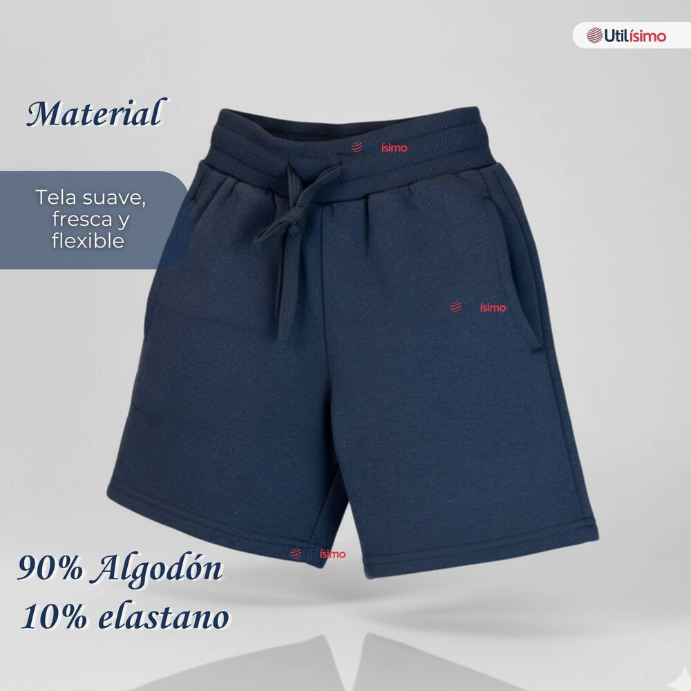 Pack 2 Shorts Pantalones Corto Ni&ntilde;o Algodon Deportivo Escolar Azul Marino image number 4.0