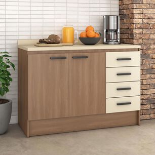 Mueble De Cocina Base Vekkahome Mia 120 Cm Beige
