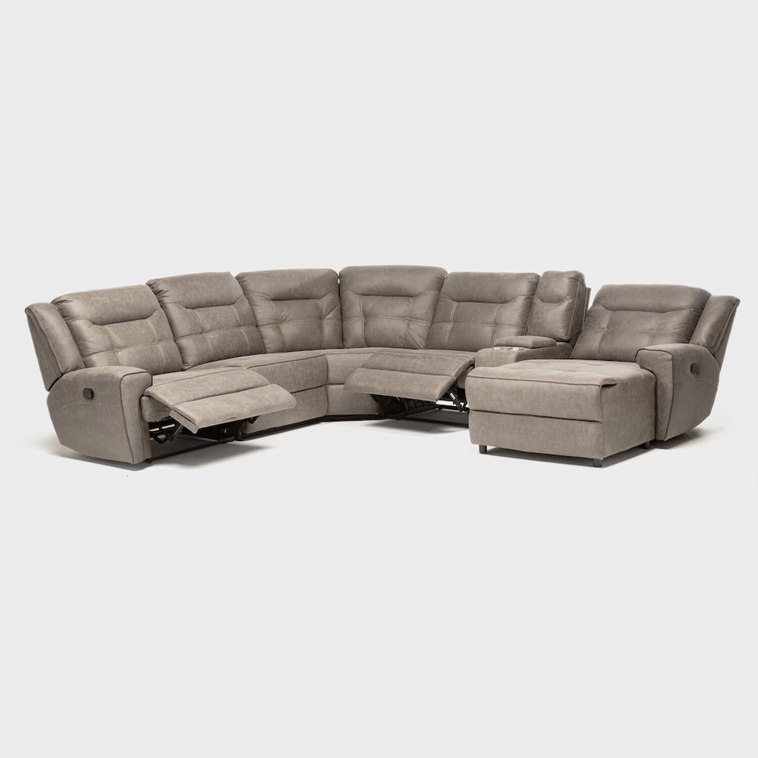 Sof&aacute; Seccional Reclinable Moderno Caf&eacute; Grand image number 2.0
