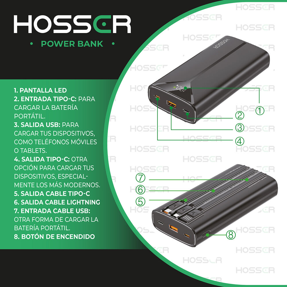 Power Bank 20000mah Hosser Cargador Portatil Celular Externo image number 3.0