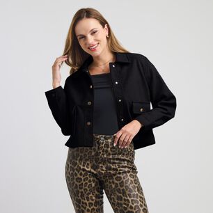 Chaqueta Corta Con Bolsillos Cuello Camisero Mujer Kimera